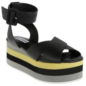 Steve Madden Macer Women's Cuffed Platform Sandals Black Multi size 8